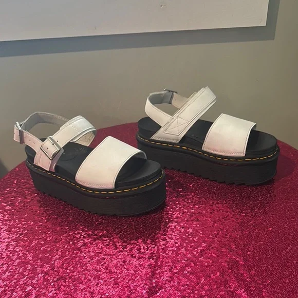 Dr. Martens Black and White Platform Sandals - Picture 2 of 8